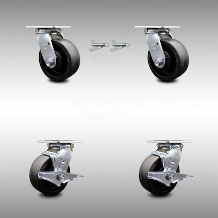 Service Caster 5 Inch SS Glass Filled Nylon Caster Set with Ball Bearings 2 Swivel Lock 2 Brake SCC-SS30S520-GFNB-BSL-2-TLB-2